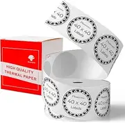 Phomemo Self-Adhesive Thermal Round Label for Phomemo M110/M220/M221/M150/M200/M120 Label Maker, (40x40 mm).Thermal Paper for Barcode Label Maker, DIY Logo Design, Black on White,180 Labels/Roll