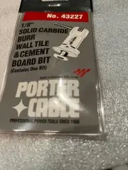 43227 PORTER CABLE 1/8" SOLID CARBIDE BURR WALL TILE & CEMENT BOARD BIT, NEW