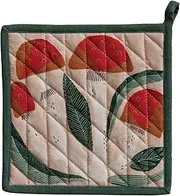 Creative Co-Op 8" Square Quilted Cotton Pot Holder with Mushrooms, Multicolor