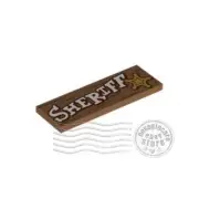 1x LEGO 69729pb072 Tile Decorated 'SHERIFF' 2x6 Medium Nougat | 6422796