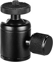 Mini Metal Tripod Head Adapter Ball Head Aluminum Alloy with 1/4 Inch Screw and 3/8 Inch Screw Hole for Mobile Phone Camera LED Light Tripod Black