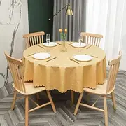 Round Tablecloth PVC Oilcloth Waterproof Antifouling Cover Outdoor Dining Table Cloth Golden Yellow-200cm