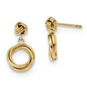 14k Yellow Gold Madi K Polished Love Knot with Small Fancy Dangle Post Earrings
