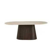 Raimon Furniture Louie Artificial Marble Wooden Laminated Kitchen Dining Table 200cm Travertine