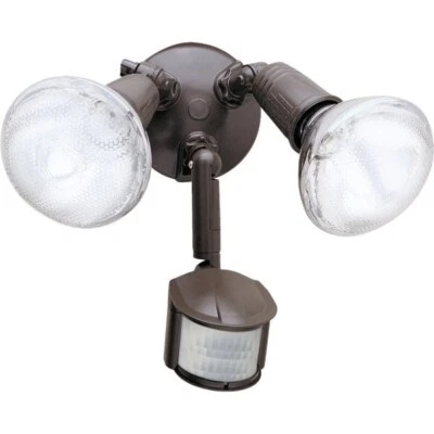 (1)-Halo Bronze Motion Sensing Dusk-Dawn Incandescent Floodlight Fixture. MS185