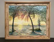 Pecky Sinker Cypress Picture Frame - 20x28" ID - Coastal Nautical Style
