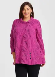 [TS] Taking Shape Textured Reine Tunic Size 26 in Magenta / Black, Viscose - Plus Size Women's Tops & T Shirts Magenta / Black