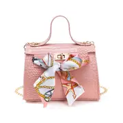 2 Pcs New Ladies Bags Crocodile Pattern Silk Scarf Shoulder Bag Fashion Diagonal Bag Small Square Bag Mobile Phone Coin Purse