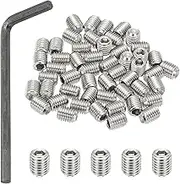 uxcell 1/4-28x5/16 Internal Hex Socket Set Grub Screws, 50 Pcs 304 Stainless Steel Cup Point Set Screw with Hex Key Wrench for Door Handles Bathroom Fixtures