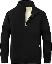 [Sukany] Men's Winter Fleece Sherpa Lined Sweatshirt Quarter Zip Stand Collar Long Sleeve Pullover Jacket Top with Pockets