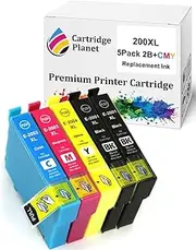 Cartridge Planet 5 Pack (2BK,1C,1M,1Y) Compatible Ink for Epson 200XL for Epson Expression Home XP-100 XP-200 XP-300 XP-310 XP-314 XP-400 XP-410 Workforce WF-2510 WF-2520 WF-2530 WF-2540