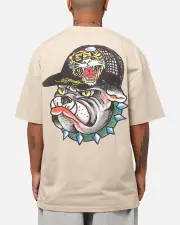 [ED HARDY] Ed Hardy Bulldog T-shirt Stone - Size XL XL Stone