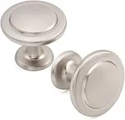KOOFIZO Stepped Round Cabinet Knob - Brushed Nickel Pull Handle (Dia.31mm / 1.2 Inch), 10-Pack for Kitchen Cupboard Door, Bedroom Dresser Drawer, Bathroom Wardrobe Hardware