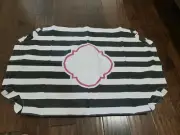 New Pottery Barn PB Teen Emily Meritt Scallop pinboard Cover Black White Stripe