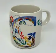 Starla Halfmann Anthropologie Floral Initial Ceramic Mug Monogram "G"