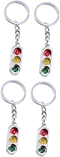 [Healvian] 4Pcs Decorative Signal Lamp Keyring Holder Chic Metal Traffic Keychain for Bag Keys Organizer Unique present for All Ages