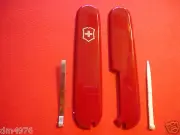 NEW GENUINE VICTORINOX 91mm RED SWISS ARMY KNIFE SCALES +TOOTHPICK TWEEZER & PIN