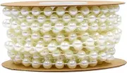 1Roll 6mm Faux Pearl Bead Garland Beads Pearl Chain Pearl Strands String for Wedding Party Decoration DIY Crafts Project, 5 Meters in Length (Beige, One Size)