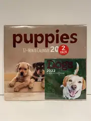 2022 Wall Calendar 2 Pack Dogs and Puppies 12 Months BRAND NEW Sealed in Wrap!