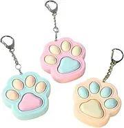 3 Pcs Cat Paw Fidget Keychain, Cute Mini Clicker Toys Clored Anxiety and Stress Relief Sensory Toy for Adults