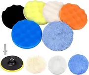 Tanstic 13Pcs 6 Inch Car Foam Drill Polishing Pad Kit, Buffing and Polishing Pad Kit Including Sponge Buffing Pads Foam Polish Pads Drill Adapter Wax Buffer Polisher Attachment for Drill