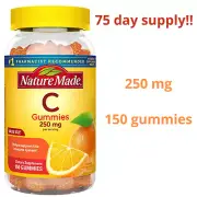 Nature Made Vitamin C 250 mg for immune system tangerine flavored 150 Gummies