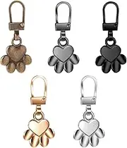5 Pcs Zipper Pulls Dog Paw Zipper Charms Zipper Pull Replacement Dog Footprint Keychain Zipper Tab Replacement Zipper Pull Charms for Jewellery Making Purse Craftings