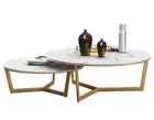 Coffee Table NESTING MARBLE Top WHITE BLACK Steel Gold Base BLACK GOLD Brand New