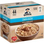 Quaker Instant Oatmeal Lower Sugar Maple & Brown Sugar Individual Packets 44 Pk
