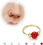 [UBGICIG] Opal Thin Nose Rings Hoops - 24G/20G 316L Surgical Steel Nose Piercing Jewelry Pink/Blue/White/Red/Purple 7mm Silver/Gold