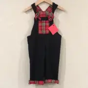 Overalls 100% Wool Baby Boy 12M Black Reversible Lined Flannel Plaid Preppy