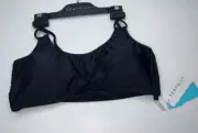 NEW WITH TAGS SEAFOLLY LADIES BLACK SHIMMER BIKINI BRA TOP SIZE 16