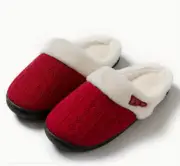 Size 7 - Home Slipper Slip-on Round Toe Non-Slip Soft Sole Fluffy Slides Shoes