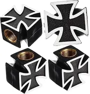 Ciieeo 4Pcs Cross Design Tire Valve Caps Durable Automotive Tire Valve Covers for Cars Trucks and Suvs Protects Valve Stems Extends Lifespan