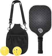 Carbon Fiber Pickle Ball Racket - Carbon Fiber Pickle Ball Paddle with Bag Pickle Ball Racket,Outdoor Supplies Anti-Slip Comfort Grip Pickle Ball Set for Outdoor