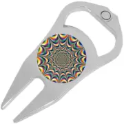Psychedelic Pattern Golf Ball Marker Divot Repair Tool Bottle Opener