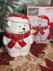 HOT! NEW IN BOX - Gibson Home Joyful Bear Polar Bear Cookie Jar - Christmas Jar