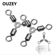10Pcs 3Way Rolling Swivels Fishing Connector Rolling Swivels Barrel Fishhook Tac