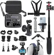 PellKing 21 in 1 Accessories Kit for OSMO Pocket 3,Including Hard Shell case,Magnetic Mount,Desktop Base Mount,3 in 1 Selfie Stick,Mobile Phone Holder,Screen Protector,Backpack Clip,and Other