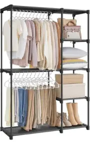 Freestanding Closet Organizer, Portable Wardrobe with Hanging Rods, Clothes...