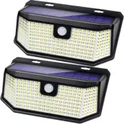 Solar Motion Sensor Lights 182 LED Outdoor Waterproof 2 Pack