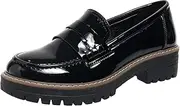 [Bplangat] Womens Loafers Comfortable Platform Penny Loafer Chunky Heel Business Casual Dress Shoes 2024 Fashion Patent Leather Women's Loafers & Slip-ons