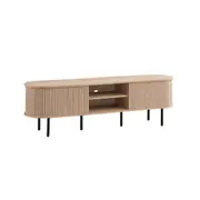 Design Square Jain Wooden Lowline Entertainment Unit TV Stand W/ 2-Doors Oak