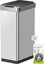 EKO Phantom-T 50 Liter / 13.2 Gallon Vertical Motion Sensor Trash Can, Brushed Stainless Steel Finish
