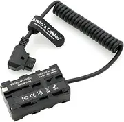 Alvin’s Cables 2 in 1 Charging D-tap to NP-F Dummy Battery Coiled Power Cable for Atomos| SmallHD| Feelworld Monitor, Replacement for Sony NP-F550| F570| F770| F970 Battery