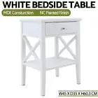 White Sofa Bedside Side Table 1 Drawer Wooden Storage Cabinet Bedroom Office