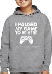 [Tstars] I Paused My Game to Be Here Funny Gamer Youth Hoodie Medium Gray