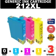 3x 212XL Colour Generic Ink For Epson WF2810 WF2830 XP2100 XP3100 XP4100 XP3105