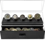 Holme & Hadfield Premium Challenge Coin Display Case – Preserve The Memories with The Coin Deck – Military Coin Display Case and Wooden Challenge Coin Holder by