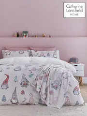 Catherine Lansfield Blush Pink Christmas Festive Gonk Cosy Fleece Duvet Cover Set (AC4043) | $58 - $92